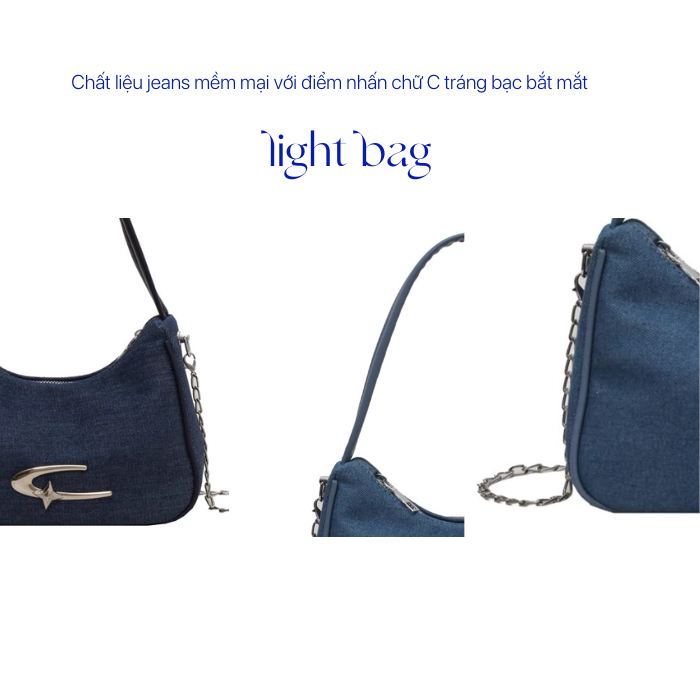 BLEUZ Túi Kẹp Nách Thiết Kế Mới Denim Trendy - LIGHT BAG