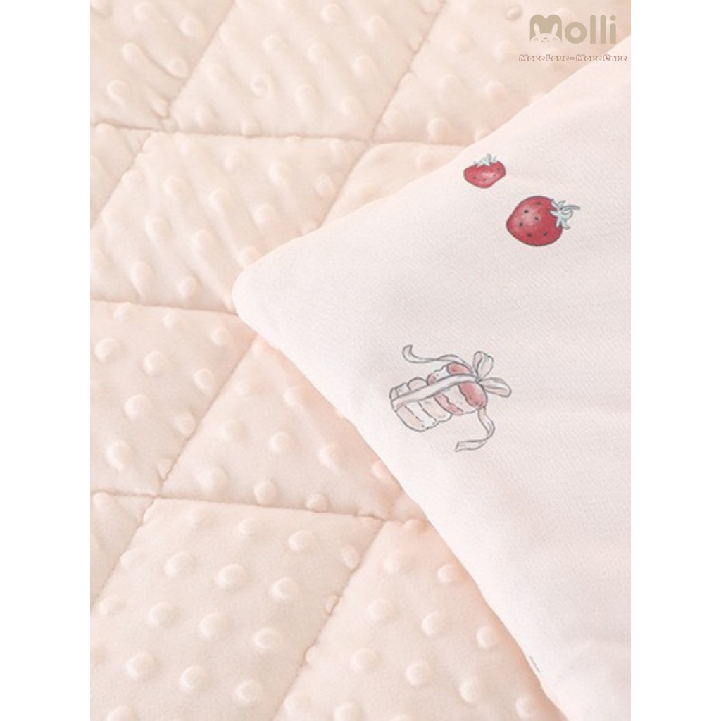 CHĂN Ủ TRẦN BÔNG 2 LỚP MOLLI CHO BÉ - KT 90*90CM