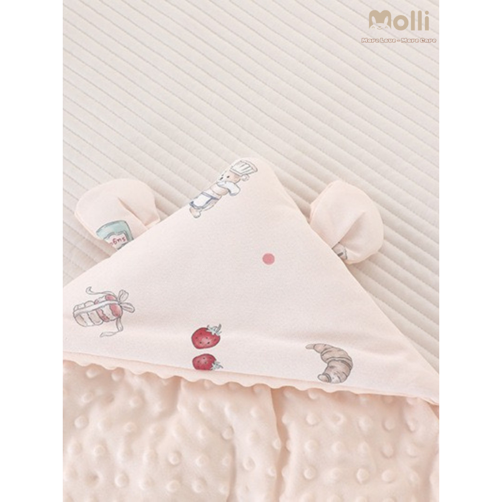 CHĂN Ủ TRẦN BÔNG 2 LỚP MOLLI CHO BÉ - KT 90*90CM