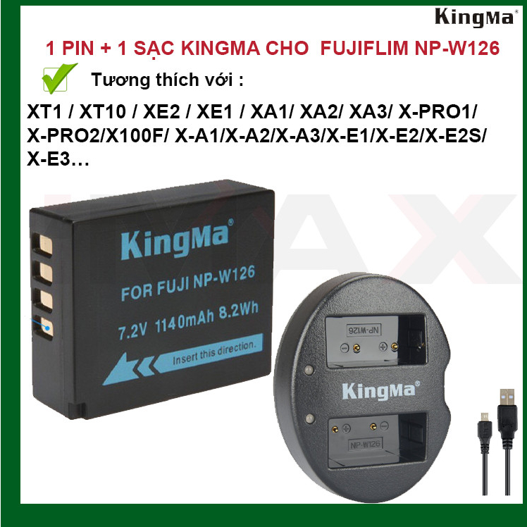 BỘ 1 PIN 1 SẠC ĐÔI KINGMA CHO FUJIFILM NP-W126