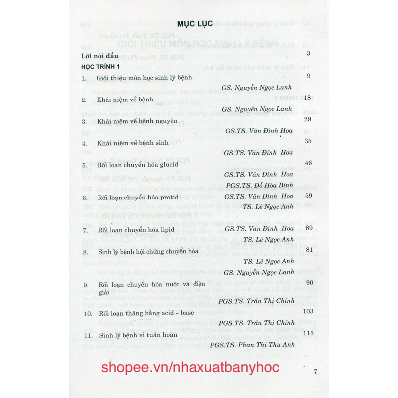 Sách - Sinh lý bệnh và miễn dịch Phần sinh lý bệnh học