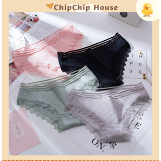 Quần lót nữ cotton co giãn, viền ren, eo ren mềm mại, thoáng mát, ôm dáng kháng khuẩn ChipChipHouse