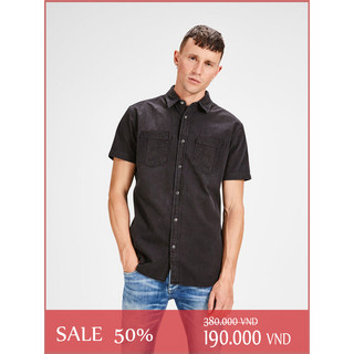 ÁO SƠ MI TAY NGẮN FOREVER21 SLIM FIT POCKETS DENIM SHIRT - SIZE XS