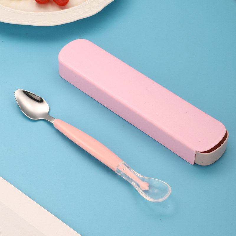 Thìa nạo hoa quả và rau củ cho bé ăn dặm, có kèm hộp đựng cao cấp