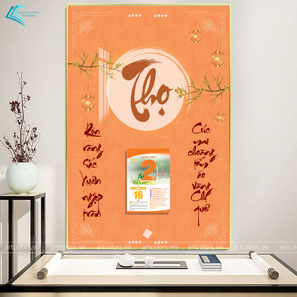 Lịch gỗ tráng gương 2024 - Lịch tết treo tường Nhiều Mẫu Kích thước 40x60cm - Tặng Kèm Bloc Đại - Bo viền cao cấp - L02