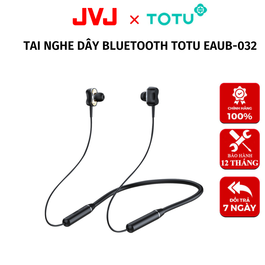 Tai nghe dây bluetooth TOTU EAUB-032, tai nghe nhét tai  thời trang - Bảo hành 6 tháng