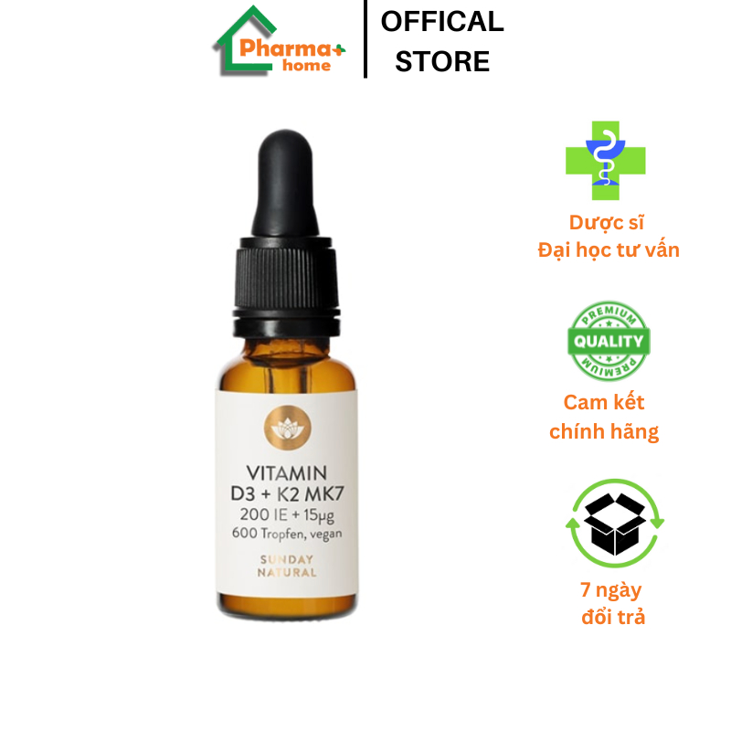 Vitamin D3K2 MK7 của Đức tăng chiều cao Cho Bé, 20 ml