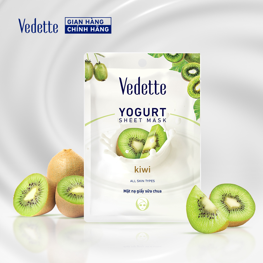Mặt nạ giấy sữa chua Vedette Kiwi 22ml - YOGURT SHEET MASK KIWI