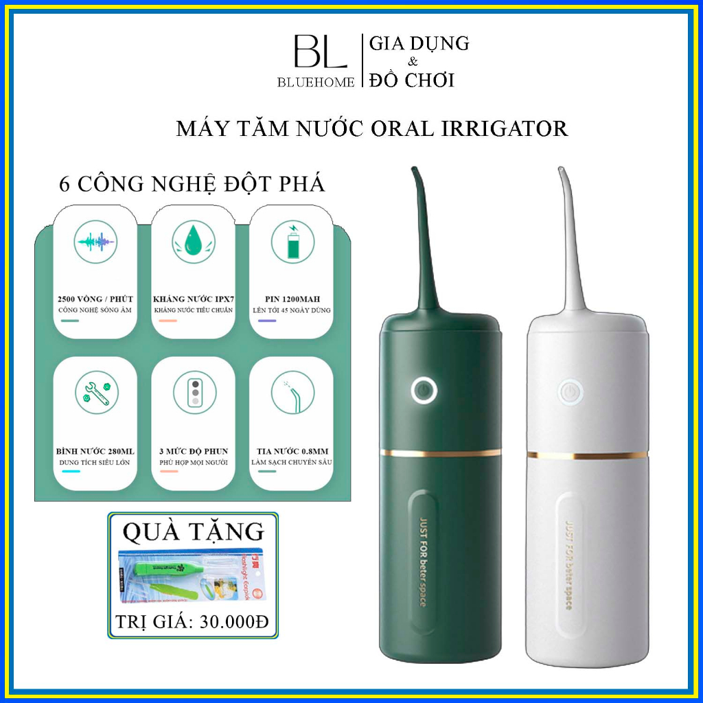 Máy Tăm Nước, Tăm Nước Cầm Tay Oral Irrigator - Tăm Nước Vệ Sinh Răng Miệng Cực Sạch Công Nghệ Châu Âu 3 Chế Độ Phun