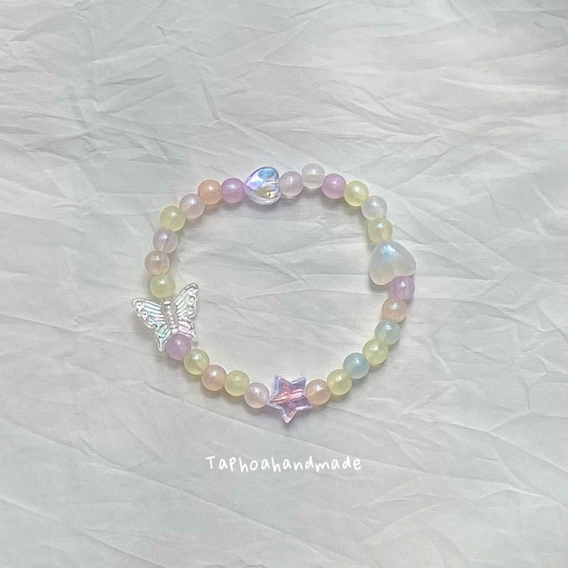 VÒNG ĐEO TAY HẠT TRÒN 6MM NHIỀU MÀU MIX CHARM BƯỚM - TRÁI TIM - SAO (IB ĐỂ ĐIỀU CHỈNH SIZE) #makebytiemtaphoahandmade