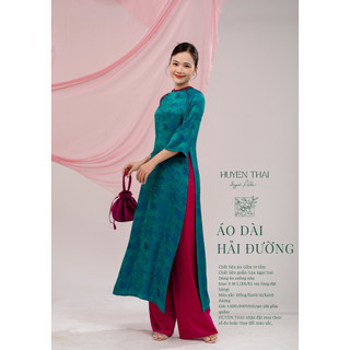 Set áo dài lụa hải đường