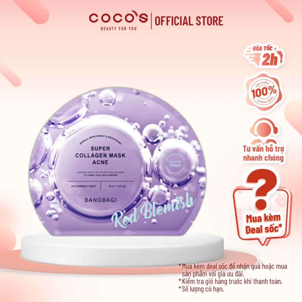 Mặt Nạ Banobagi Hỗ Trợ Giảm Mụn Super Collagen Mask  30g - Acne Red Blemish