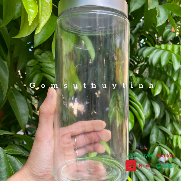 Hũ thủy tinh trụ tròn nắp thiếc dày đựng thực phẩm, mật ong dung tích 750ml