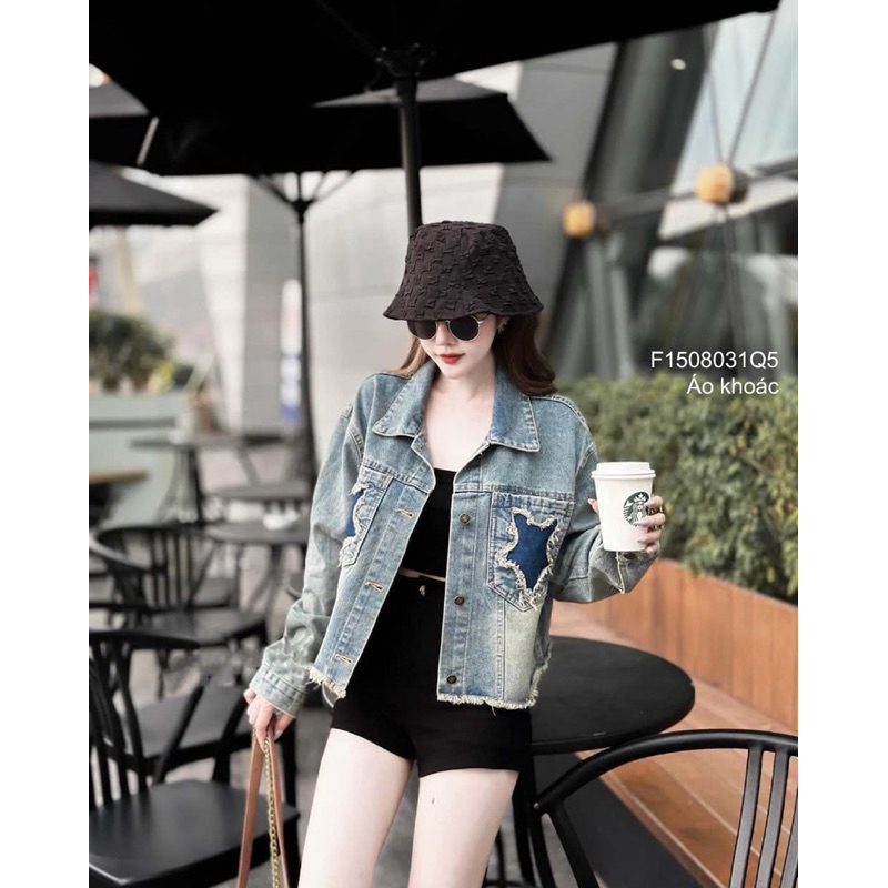 Áo khoác jean tay dài tua rua 2 túi phối ngôi sao sang trọng VIENS STORE