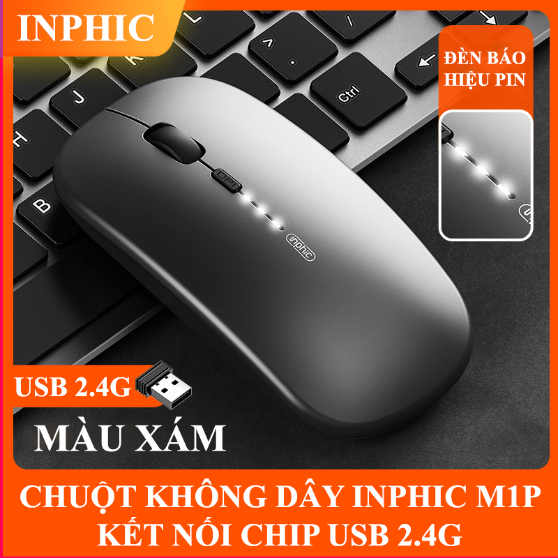 Chuột không dây INPHIC M1PRO /M1Pvới nút nhấn không ồn kết nối BLUETOOTH,CHIP USB 2.4G thiết kế CHẤT LƯỢNG CAO -AT