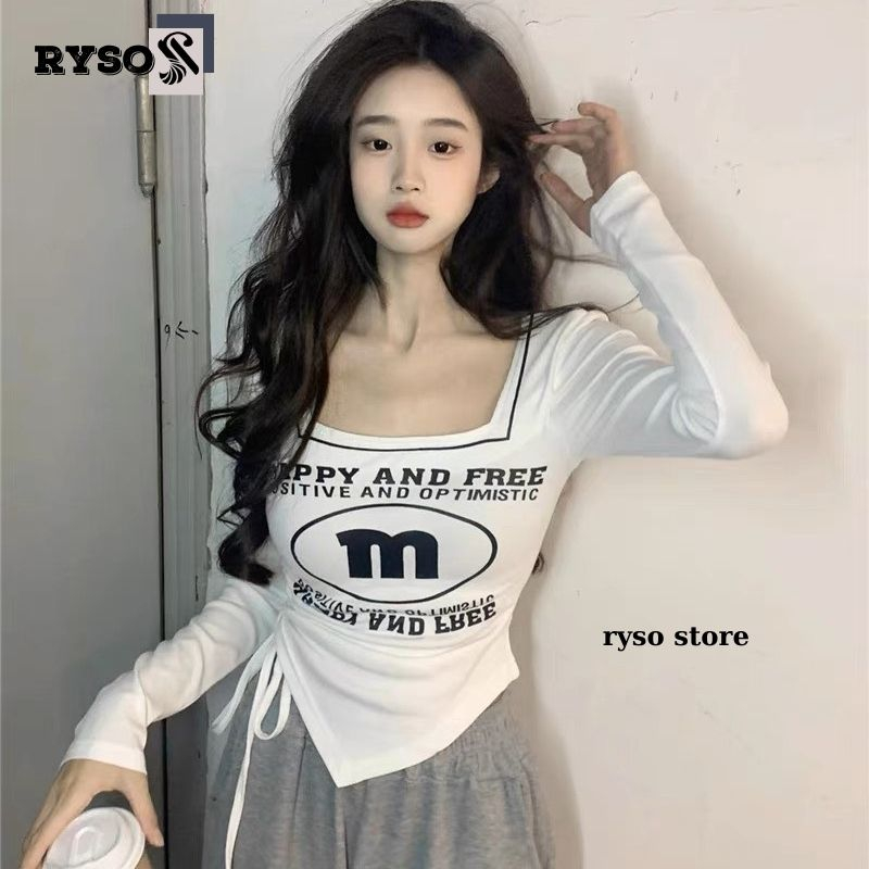 Áo Croptop Thun Mềm Mại Cao Cấp Rút Dây Áo Thun Crotop Nữ Dài Tay RYSO STORE