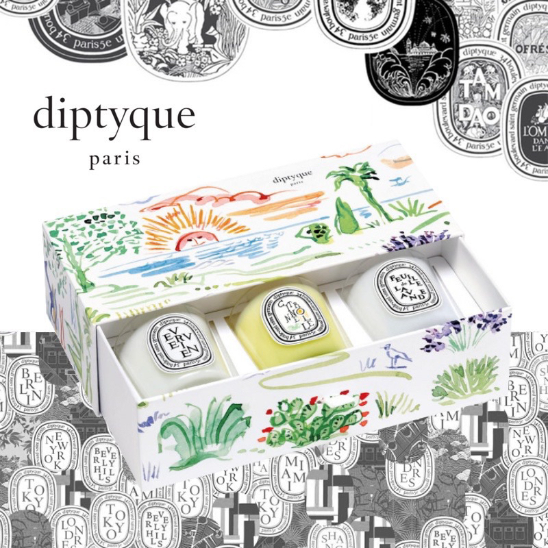 ⚜️ Diptyque Nến Thơm Diptyque Bộ Quà Tặng 3 Mùi Kèm Túi Xách Summer Tanabata