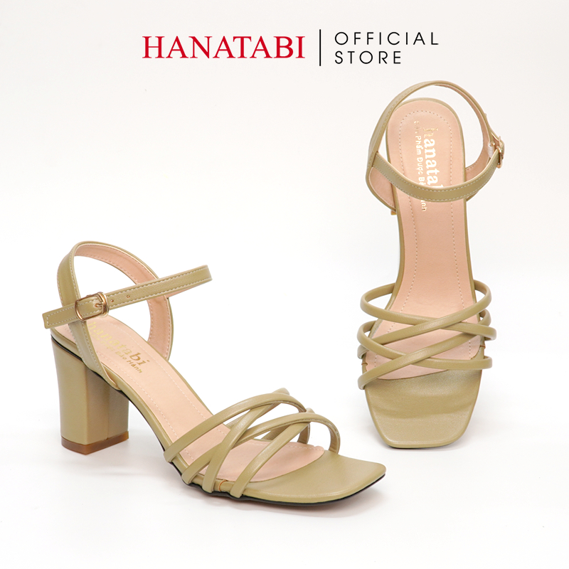 Sandal Nữ Hanatabi Quai Chéo Gót Vuông Cao 7cm Hậu C Đế TA Cao Cấp Chống Trơn Trượt Mã HNSDG7F806