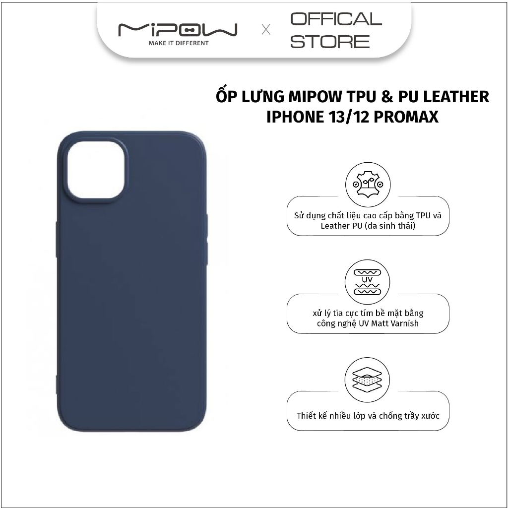 Ốp lưng Mipow TPU & PU Leather cho iPhone 13 Pro max/12 Pro max