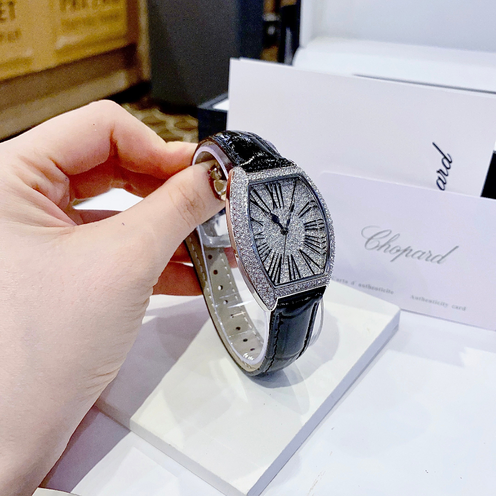 Đồng hồ nữ dây da đeo tay cao cấp chống nước thời trang sang trọng ch0pard size 34mm fullbox , vỏ thép không gỉ