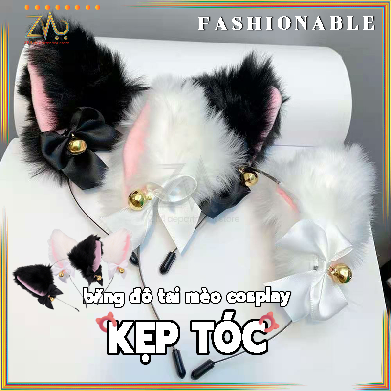 Cài tóc tai mèo dễ thương phong cách ,Băng Đô Tai Mèo Đính Chuông Hóa Trang,Băng Đô Tai Mèo Lông Xù Xinh Xắn Dễ Thương