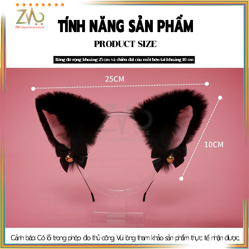 Cài tóc tai mèo dễ thương phong cách ,Băng Đô Tai Mèo Đính Chuông Hóa Trang,Băng Đô Tai Mèo Lông Xù Xinh Xắn Dễ Thương