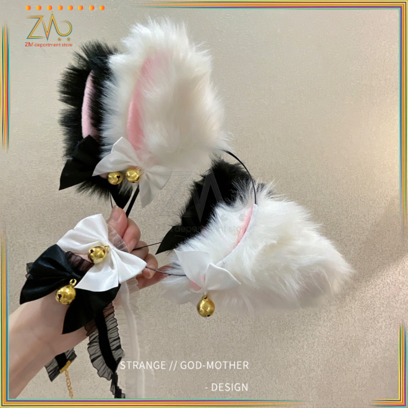 Cài tóc tai mèo dễ thương phong cách ,Băng Đô Tai Mèo Đính Chuông Hóa Trang,Băng Đô Tai Mèo Lông Xù Xinh Xắn Dễ Thương