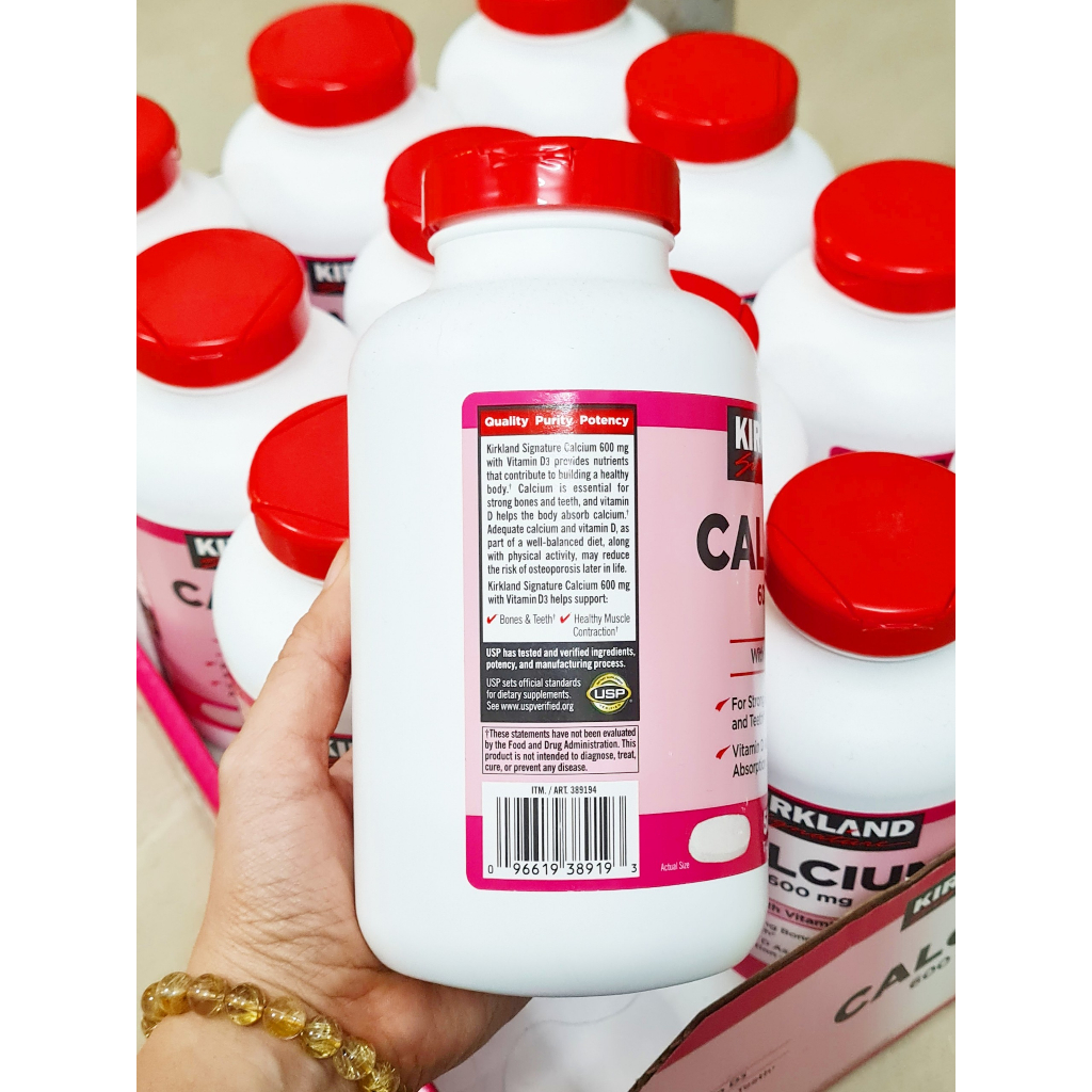 Date 7/25 - Viên Uống Calcium 600 mg + D3 Của Kirkland chai 500 viên - Canxi Kirkland của mỹ