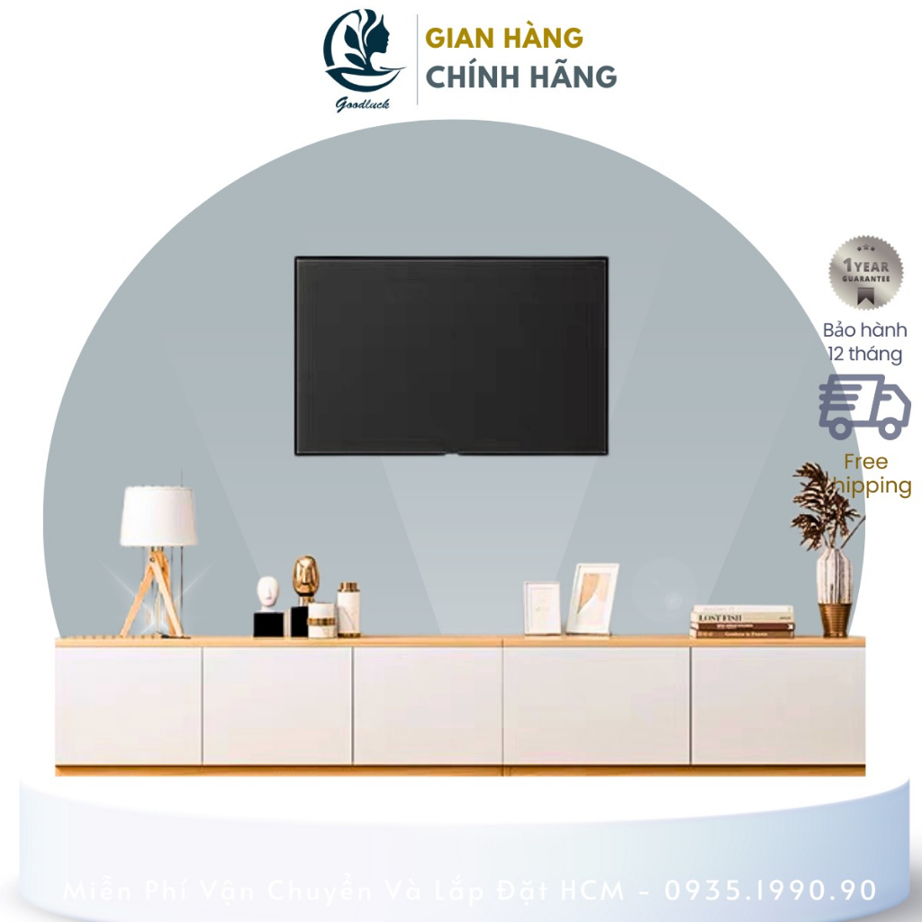 Tủ tivi gỗ Goodluck đã lắp ráp làm kệ tivi trang trí phòng khách FreeshipHCM GLTV15