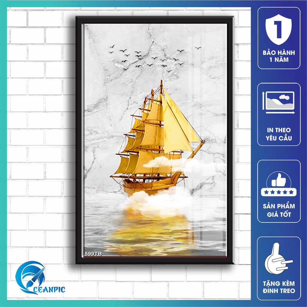Tranh Thuận Buồm Xuôi Gió CEANPIC Tráng Gương Dùng Decor Treo Tường Phòng Khách, Phòng Ngủ, Văn Phòng, Phong Thủy