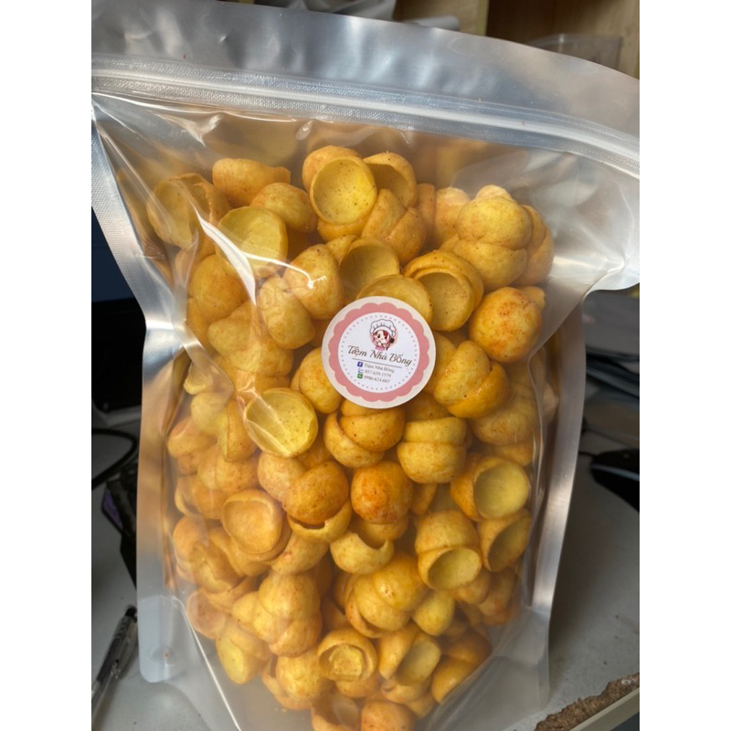1kg snack tôm phồng cay, đóng túi zip