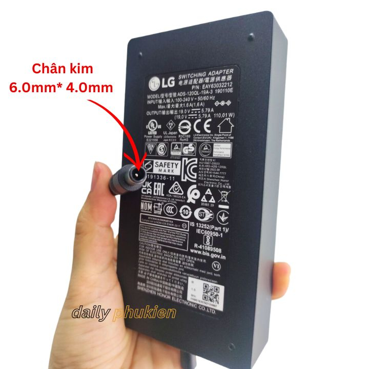 Adapter nguồn màn hình LG 19v 5.79a 110W chính hãng
