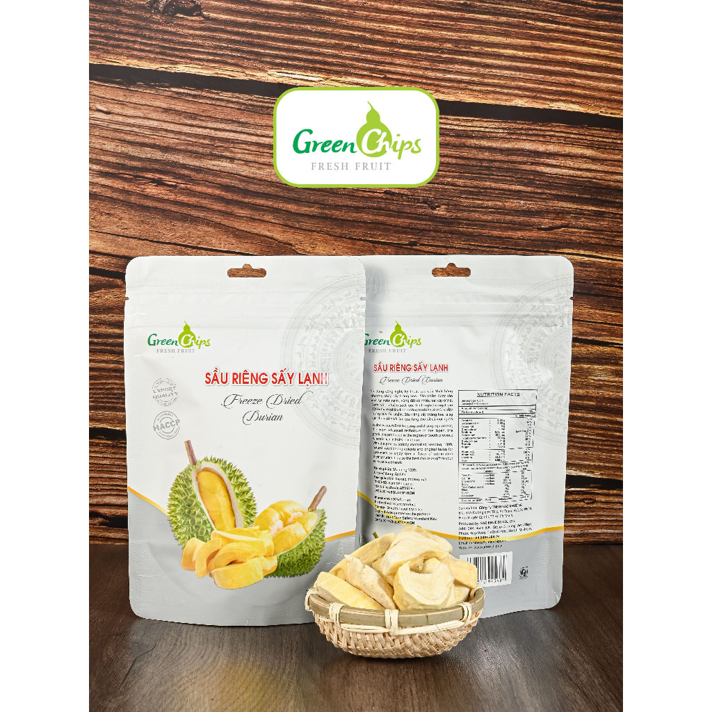 Sầu Riêng Sấy Lạnh 30g Không Đường - Chuẩn Xuất Khẩu - Green Chips