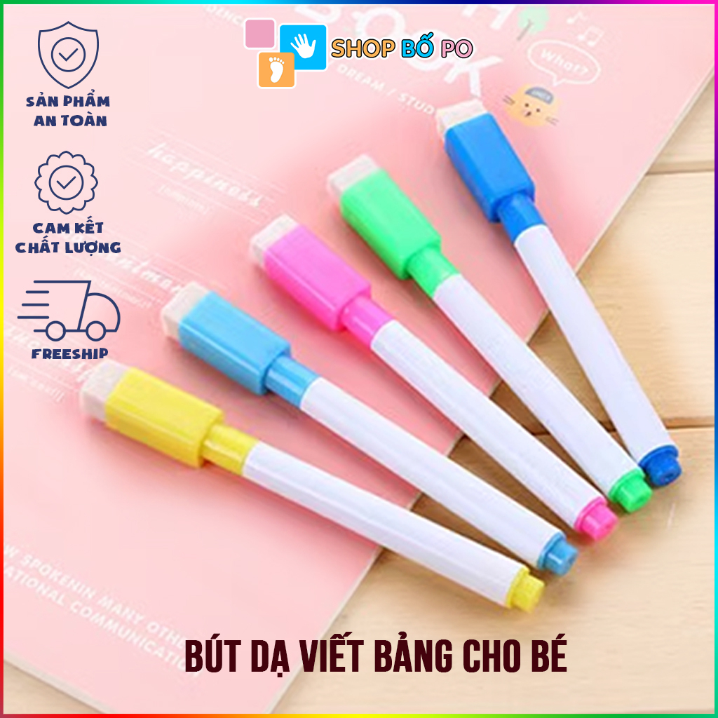 Bút dạ viết bảng - Bút viết bảng 8 màu cho bé xóa được dễ dàng có tẩy đi kèm, mực không dính rửa được