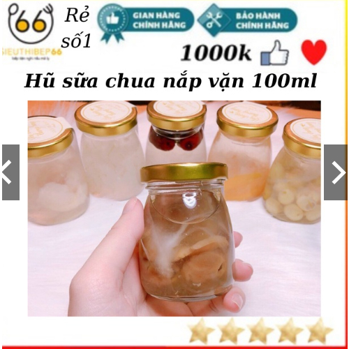COMBO 10 Hũ sữa chua thủy tinh, hũ chưng yến dung tích 100ml nắp vặn, làm caramen, yến chưng