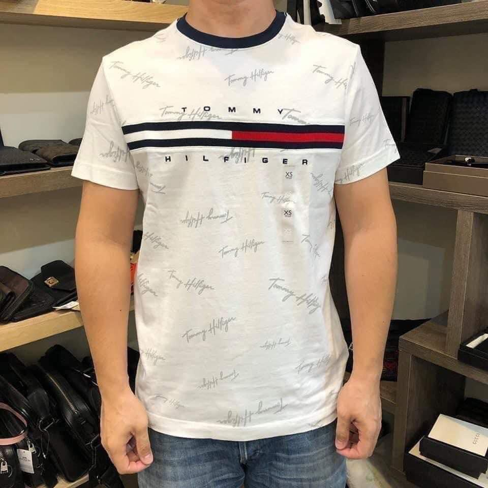 Áo thun , phông Tommy Chữ Kí In Full vải cotton 100%
