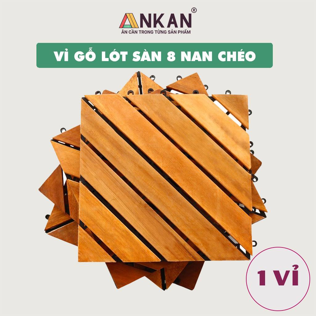 Vỉ Gỗ Lót Sàn Ban Công, Ván Sàn Gỗ Tự Nhiên Loại 8 Nan Chéo Màu Vàng Dùng Để Trang Trí Ban Công, Quán Coffe