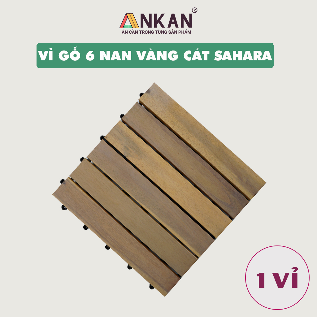 Ván Sàn Gỗ Tự Nhiên Chuyên Lót Ban Công, Sân Thượng Khu Vực Sang Trọng - 6 Nan Màu Vàng Cát Sahara