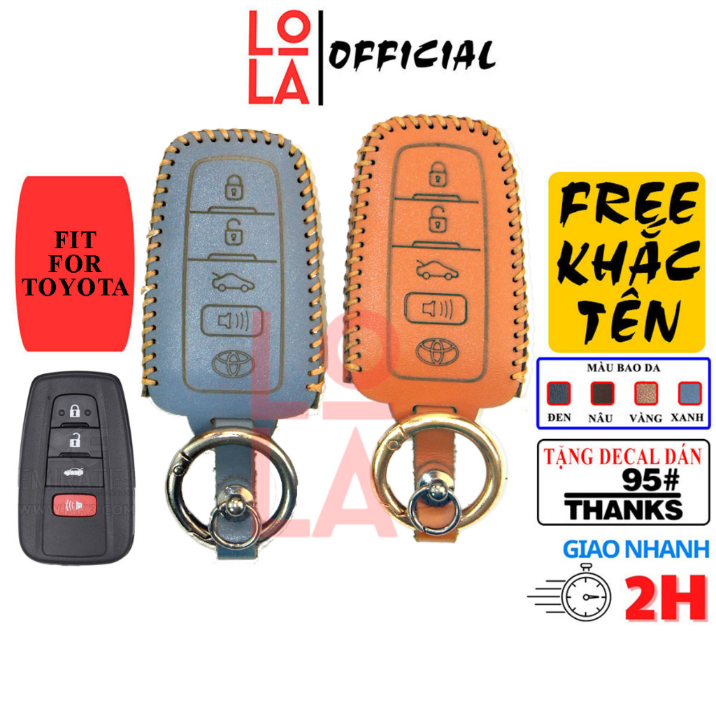 Bao da chìa khóa Toyota Corolla Cross 2022,Camry 2019 2020 2021 2022, Altis 2022 ô tô ốp smartkey bằng da có khắc tên fr
