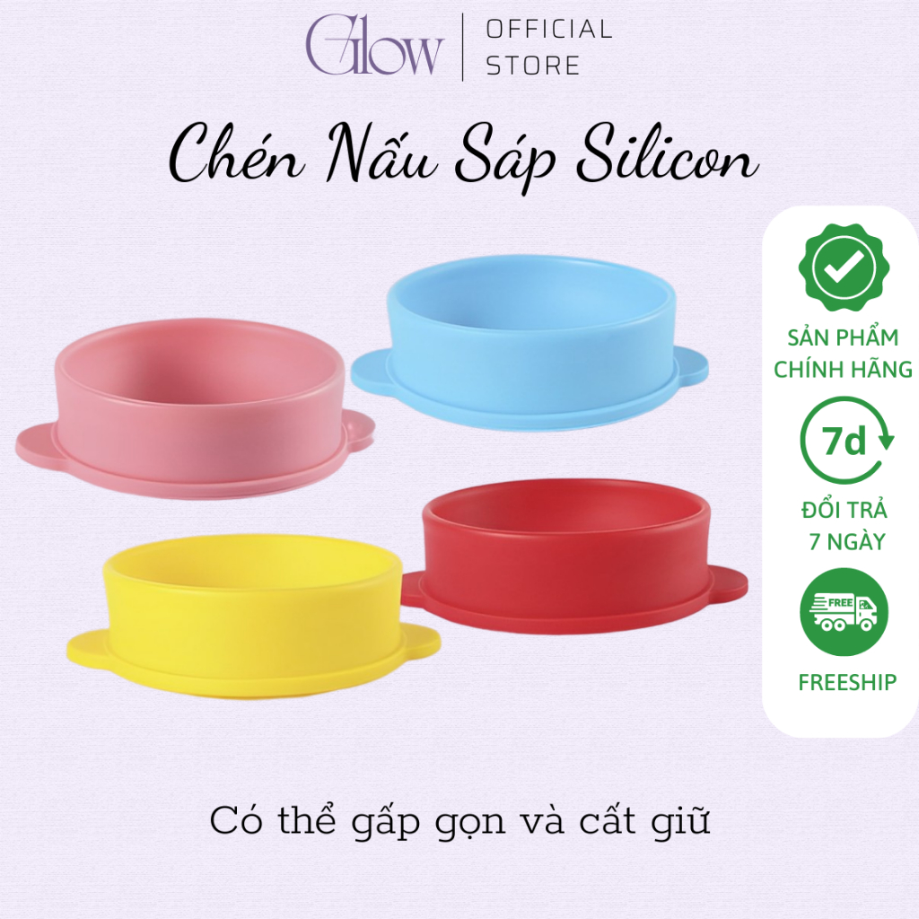 Combo Chén Silicon Nấu Sáp Wax Lông GLOW WAXING + 100gr Sáp Wax Lông GLOW WAXING Premium Tặng Que