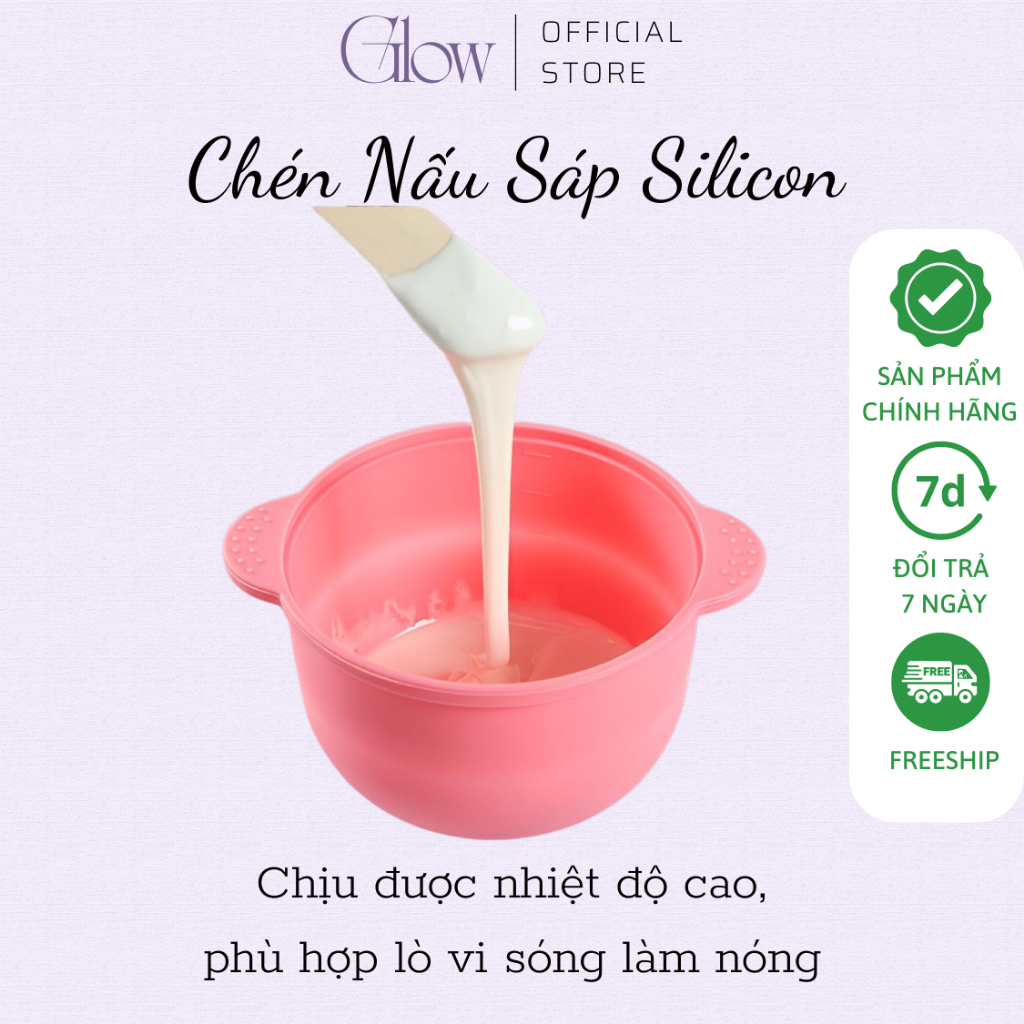 Combo Chén Silicon Nấu Sáp Wax Lông GLOW WAXING + 100gr Sáp Wax Lông GLOW WAXING Premium Tặng Que