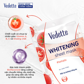 Combo 3 Mặt nạ giấy trắng da Vedette Cà Chua 22ml