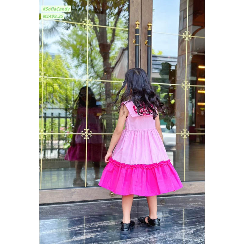 Đầm hồng sát nách gấu dâu cổ thủy thủ 1Y-10Y
