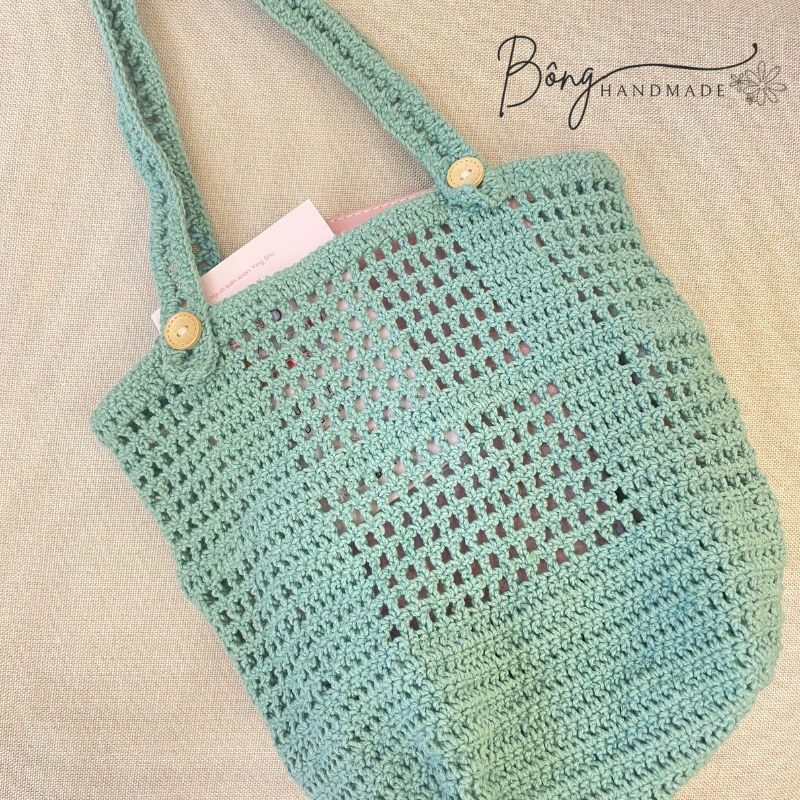 Túi lưới tote Ordi Net Bag đeo vai đan móc len handmade bằng sợi cotton 100% (ảnh thật), túi lưới đi biển