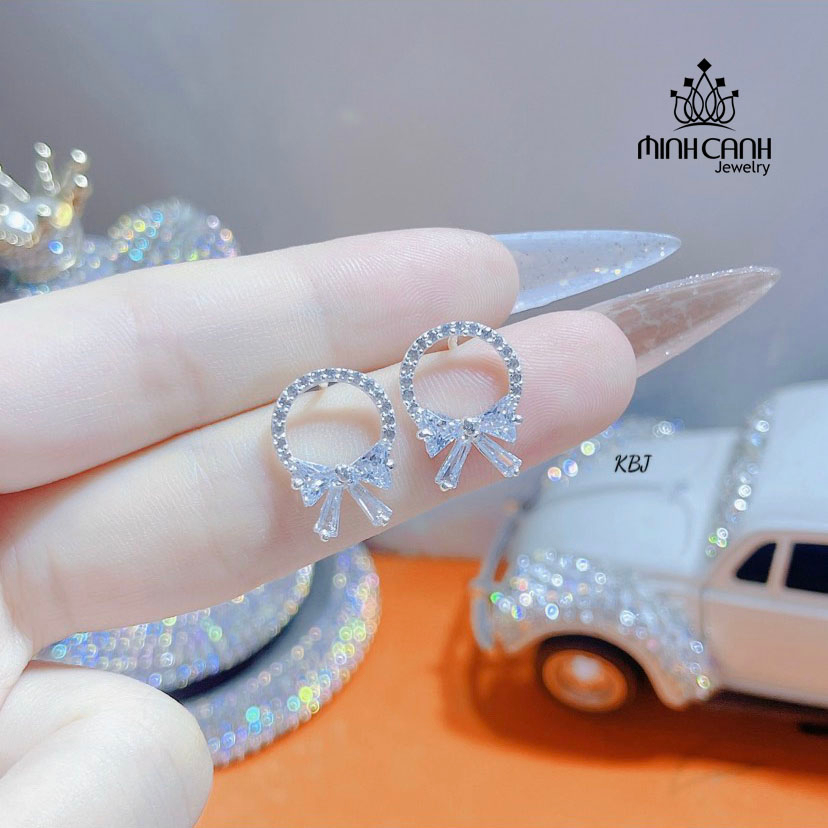 Bông Tai Bạc Hình Tròn Thắt Nơ Kiểu Hàn Quốc - Minh Canh Jewelry