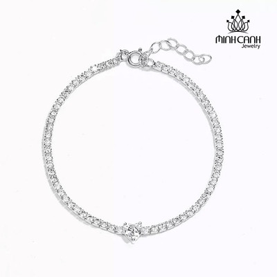 Lắc Tay Bạc Dải Đá Mix Trái Tim - Minh Canh Jewelry