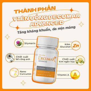 Viên uống Decumar Advanced ngừa mụn, giảm nhờn - Lọ 30 viên