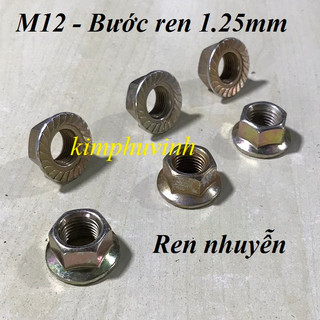 10 CON - M12 (Ren 1.25mm) ĐAI ỐC LÔNG ĐỀN 12 li  - ĐAI ỐC REN NHUYỄN M12- ĐAI ỐC REN MỊN 12MM