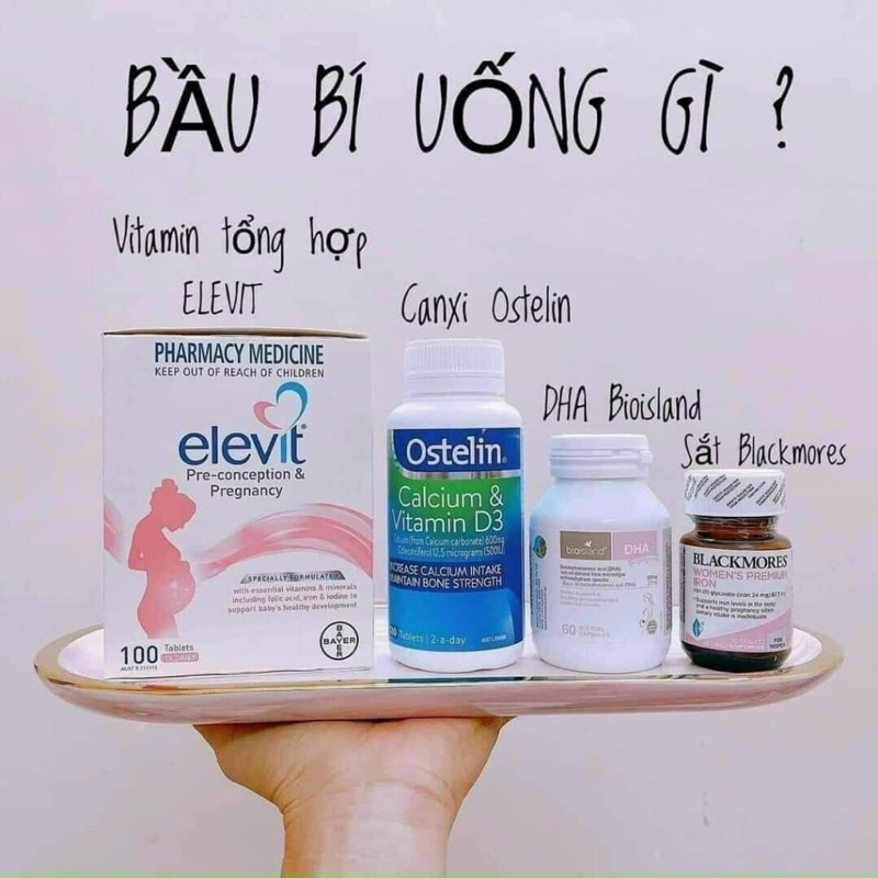 Combo dha,elevit,Bộ sản phẩm cho bà bầu Úc