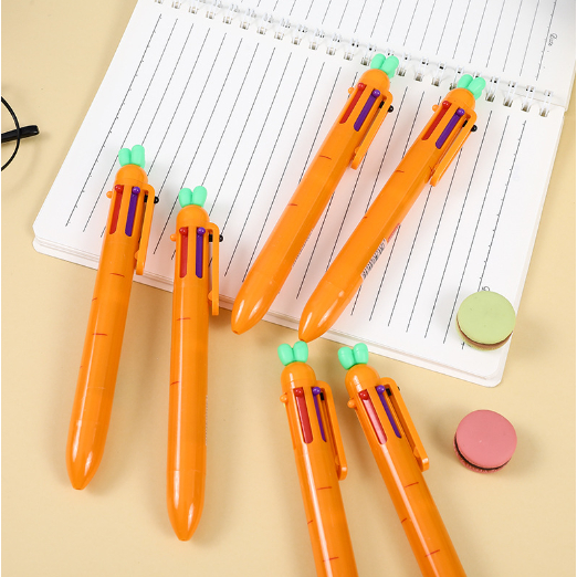 Bút bấm 6 màu bút bấm nhiều màu cà rốt BNMI30 bút cute dễ thương